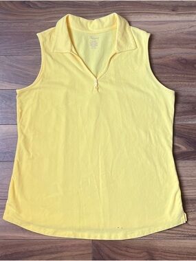 Sleeveless Polo Tank Top in Sunny Yellow Size XL Women Summer Spring